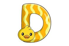 the letter d is made up of an animal's head and has a yellow striped pattern