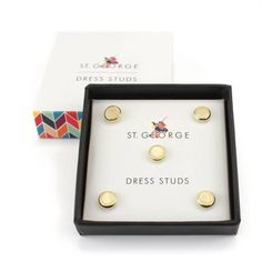 Set of 5 Gilt Surround Mother of Pearl Dress Shirt Studs Pearl Dress, Cufflink Set, Stud Set, Hiking Pants, St George, Mother Pearl, Gold Pearl, Wearing Dress, Dress Shirt