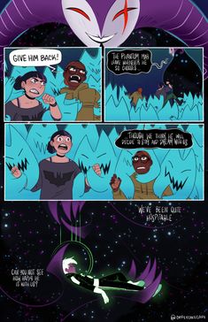 a comic strip with an image of two people in space