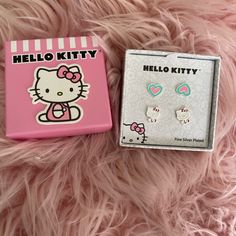 Hello Kitty Stud 2pc Earring Set. Brand New In Box. Set Of Two Hello Kitty Stud Earrings. Novelty Cat Ears Jewelry Gift, Trendy Silver Earrings For Birthday, Kawaii Cat Ears Jewelry For Gift, Trendy Cat Ears Earrings For Gift, Trendy Cat Ears Earrings As Gift, Silver Hypoallergenic Kawaii Earrings, Hypoallergenic Silver Kawaii Earrings, Trendy Jewelry With Cat Ears For Gift, Aretes Aesthetic