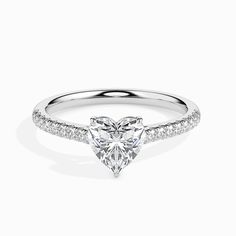 1ct Heart F- VS Lab Grown Diamond Pave Engagement Ring Pave Engagement Ring, Types Of Diamonds, Vs Diamond, Platinum Engagement Rings, Heart Shaped Diamond, Engagement Ring Wedding Band, Diamond Shape, Diamond Sizes, Bridal Rings