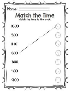 a printable worksheet for telling time to the clock with numbers and times