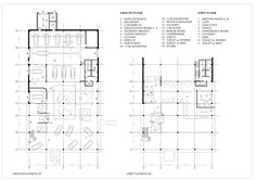 the floor plan for an office building with two floors and three rooms, each with different areas