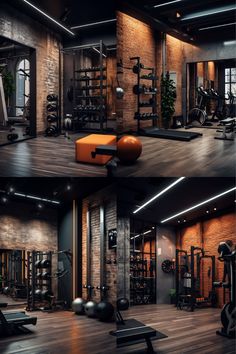 mini gym at home ideas mini home gym small home gym ideas small home gym Gym Wall Design Ideas, Moody Gym Aesthetic, Gym Interior Design Ideas Fitness Studio, Home Basement Gym, Fitness Gym Interior Design, Home Gym Ideas Garage, Home Gym Design Luxury, Gym Architecture