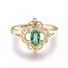 Welcome to Elegant Art Jewelry!  Material: 14k Solid Yellow Gold Stone: Emerald Stone Weight: 0.45 Ct (6mm×4mm) Stone Cut: OvalCut Side Stone: Diamond Weight: 0.09 Ct Gold Weight: 1.97 Gram Personalization: 9K/14K/24K/GOLD/SILVER/PLATINUM/ROSE-GOLD/WHITE GOLD. (Contact me)  Emerald Ring, Emerald Cuff Ring, 14k Yellow Gold Ring, Round Shape Ring, Emerald Ring, Emerald Engagement, Open Design Ring, Emerald Oval, Emerald Natural, Green Emerald, Green Gemstone, Gemstone Ring, Simple Emerald Ring, Gr Luxury Jewelry Box, Clean Gold Jewelry, Natural Emerald Rings, Platinum Rose Gold, Ring Emerald, Luxury Rings, Yellow Gold Engagement, Diamond Wedding Ring, Yellow Gold Engagement Rings