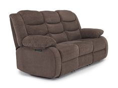 the reclining loveseat is shown in brown