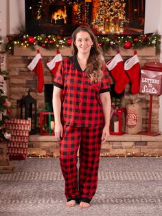 Matching family pajamas set in red and black plaid design, including a collared top with short sleeves and matching drawstring pants, and a romper / pet bandana option for babies or pets. Perfect for cozy nights at home and adding to the holiday spirit.
* Please add each size separately to your shopping cart.
* Piece of product: Each size includes 1 set of pajamas (1 top+1 bottom), or 1 romper, or 1 pet bandana.
* For children's safety, pajamas should be snug-fitting or flame-resistant. These kids' and babies' pajamas are flame-resistant.
* Product features: Matching family pajamas sets
* Fabric characteristics: Soft and comfortable
* Neckline: Classic round neck
* Sleeves: Short sleeves
* Style: Homey, leisure and festival
* Fit: Regular fit
* Length: Long pants
* Source of goods: Importe Christmas Pajama Shorts, Pajamas Short, Family Pajama Sets, Pajamas Sets, Collared Top, Sleeves Style, Matching Family Pajamas, Holiday Pajamas, Family Photo Outfits