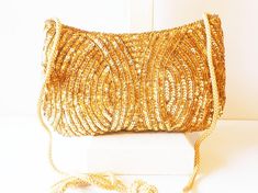 Beaded Evening Bag Gold Bead Bag Beaded Clutch Bag Gold Gold Sequined Bags For Party, Gold Sequined Party Bag, Gold Sequin Party Bag, Festive Gold Evening Clutch, Gold Party Bags With Sequins, Gold Sequined Bags As Gifts, Gold Sequined Bags For Gifts, Gold Sequin Bags For Gifts, Elegant Gold Bags With Sequins