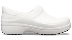 White Waterproof Synthetic Clogs, White Synthetic Functional Clogs, White Comfortable Clogs With Arch Support, Waterproof White Synthetic Clogs, White Waterproof Clogs With Round Toe, Waterproof White Clogs With Round Toe, Sporty White Closed Toe Clogs, White Synthetic Clogs, White Closed Toe Sporty Clogs