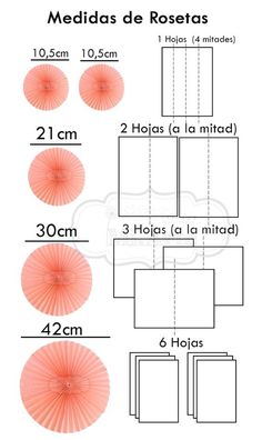 instructions for how to make paper fans with pictures and measurements in spanish, english or french