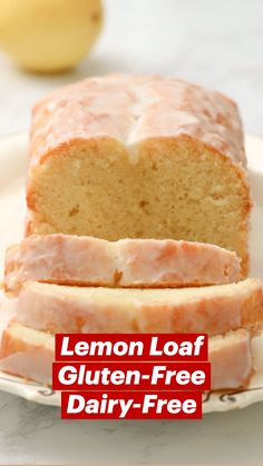 a loaf of lemon pound cake on a plate