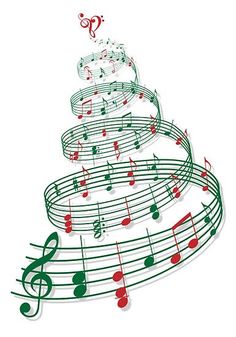 a christmas tree made out of musical notes and trebles is featured in this illustration