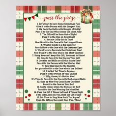 a christmas poem on a white wall with red, green and orange plaid ribbon around it