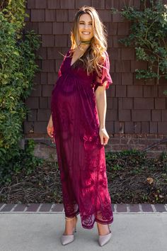 Burgundy Lace Mesh Overlay Maternity Maxi Dress – PinkBlush White Lace Maternity Dress, Pregnant Party Dress, Maternity Dresses Photography, Steps Dresses, Lace Maternity Dress, Suspenders For Women, Printed Casual Dresses, Baby Shower Dresses, Women Long Sleeve Dress