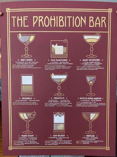 the prohibition bar sign is displayed in front of a table