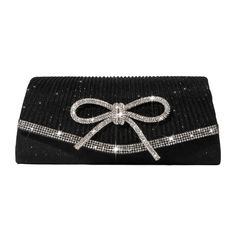 PRICES MAY VARY. Rhinestone Bow Clutch: this envelope evening bag features a textured, shimmery material, and is finished with a sparkly diamante bow and rhinestone at the front, which emit a splendid radiance under light, creating a stunning and elegant decorative effect Black Evening Bag for Women Formal: the size for this sparkly evening bag is 8.8" L x 2"W x 3.9" L, chain strap drop: 21.26 inch, Flap with magnetic snap closure, this bow purse looks very simple, elegant and stylish Glitter Cl Trendy Clutch, Sparkly Clutch, Wedding Glitter, Rhinestone Party, Prom Purse, Envelope Handbag, Bow Purse, Clutch Purse Black, Bow Clutch