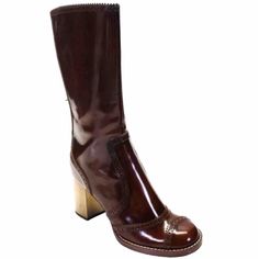 Dolce & Gabbana Womens Wingtip Patent Knee High Boots Brown Leather Size 39.5 Description: Platform Height: 0 Shaft Height: 9" Condition: New Without Tags Or Box Perfect Condition Brown Leather Knee-high Boots With Stacked Heel, Luxury Brown Ankle-high Moto Boots, Brown Snip Toe Knee-high Boots With Reinforced Heel, Brown Knee-high Heeled Boots With Buckle Closure, Western Brown Knee-high Boots With Reinforced Heel, Dolce Gabbana Shoes, Brown Leather Boots, Shoes Heels Boots, Brown Boots