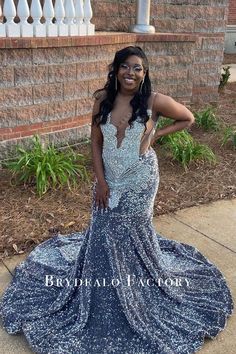 Rhinestone Grey Sequin Sleeveless Plus Size Mermaid Long Prom Dress Prom Dress With Train, Inspiration Images, Prom Queen, Fit And Flare Skirt, Prom Queens, Chapel Train, Long Train, Formal Gown, Dress Inspiration