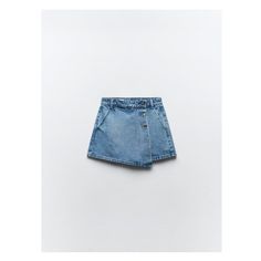 Skort with a high waist with front pockets and back patch pockets. Washed effect. Front wrap closure with hidden zipper and metal buttons. Zara Short Denim Blue Jeans, Zara High-waisted Jean Shorts, Zara Denim Blue Shorts, Zara Denim Blue Shorts With Pockets, Zara High-waisted Jean Shorts With Pockets, Jean Skort, Denim Skort, Crochet Coat, Blazer Dress