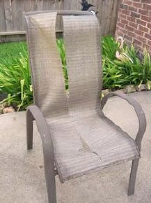 a chair sitting on top of a cement patio