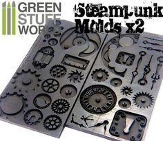 some metal parts that are on top of each other with the words steam punk muds x2