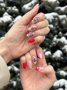 December Nails, Christmas Gel Nails, Cute Gel Nails, Christmas Nail Designs, Short Acrylic Nails