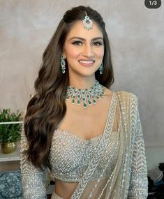 Beautiful bride with jewellery Green Indian Makeup, Hairstyle For Engagement Indian, Telugu Jewellery, White Lengha, Engagement Hair, Reception Hairstyles, 2024 Hairstyles, Famous Indian Actors