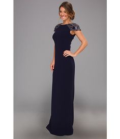 Badgley Mischka Beaded Cap Sleeve Dress Navy - Zappos.com Free Shipping BOTH Ways Floor-length Dress With Flattering Silhouette For Wedding, Fitted Sheath Maxi Dress For Casual Wear, Formal Long Dresses With Lined Bodice, Elegant Sheath Dress With Lined Bodice, Cocktail Embellished Maxi Dress With Fitted Bodice, Glamorous Embellished Long Dress, Fitted Sheath Dress With Lined Bodice, Sheath Dress With Lined And Fitted Bodice, Cocktail Maxi Dress With Embellished Fitted Bodice