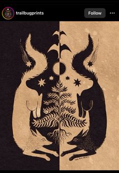 an image of two animals that are in the shape of a christmas tree with stars on it