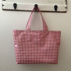 "If you wish, please join me on instagram @bethsmarketbags for coupons, updates and just good ol' eye candy! **I wish good health for everyone during this trying time! Please know that I will sanitize each item before shipment.** The base of this tote bag is 13 1/2\" X 6\"(measures about 19.5 inches across the top of the bag). The height is 11\". Handles are 22\" long end to end. 8x6 inch interior pocket with label reading \"Beth's Market Bags.\" Fully lined with coordinating oilcloth . Do not b Cotton Tote Shoulder Bag For Picnic, Trendy Rectangular Shoulder Bag For Picnic, Trendy Rectangular Bag For Picnic, Trendy Rectangular Bags For Picnic, Plaid Rectangular Shopping Bag, Trendy Rectangular Bag For Picnics, Trendy Rectangular Picnic Bag, Plaid Tote Bag For Daily Use, Plaid Satchel Bag For Everyday Use