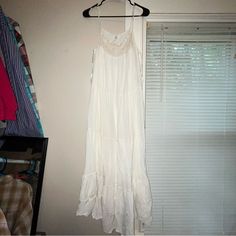 Nwt White/Slightly Off-White Maxi Dress Lc/Lauren Conrad, Size Medium Cute Embroidery At The Bottom And Chest Areas Of The Dress! Perfect For A Soon-To-Be Bride For The Events Leading Up To Their Wedding, Such As The Bridal Shower, Bachelorette, Rehearsal Dinner, Etc!! White Cotton Sundress With Lace Trim, White Cotton Maxi Dress With Lace Trim, White Lace Trim Maxi Dress For Summer, White Ruffled Maxi Sundress, Flowy White Cotton Midi Dress, White Summer Maxi Dress With Lace Trim, White Flowy Maxi Dress With Lace Trim, Flowy White Maxi Dress With Lace Trim, White Maxi Sundress For Daywear