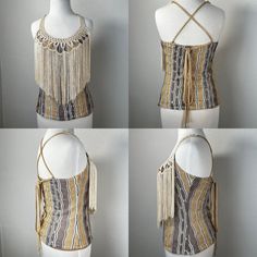 Nwot Hale Bob Beautiful Fringe Crochet Knit Halter Boho Chic Top. Fully Lined. Great For Festivals Paired With Some Cowboy Boots! Size: Xs/Small *Based On Measurements* Tag Where Fabric And Size Normally Are Is Blank With Handwriting This Was Most Likely A Sample. Could Not Find Anywhere Online So It Appears To Be A Unique Top! Pit To Pit: 15” Length: 23” Please See Photos Cowgirl Western Chic 60s 70s Beige Crochet Lace Tops For Festival, Fitted Beige Crochet Top For Party, Fitted Knit Crochet Top For Festival, Bohemian Knit Tops With Fringe, Fitted Bohemian Beige Crochet Top, Fitted Beige Bohemian Crochet Top, Fitted Bohemian Knit Crochet Top, Fitted Bohemian Beige Tops, Fitted Beige Bohemian Top