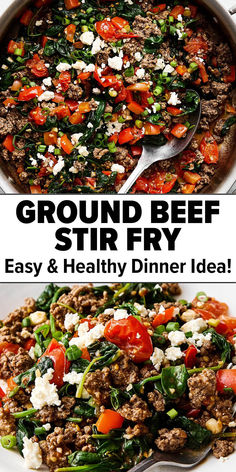 Mediterranean ground beef stir fry Dinner Low Carb Easy, Easy Protein And Veggie Dinners, Beef Recipes With Vegetables, Quick Low Carb Ground Beef Recipes, Easy Healthy Dinner Recipes Beef, Healthy Recipe Ground Beef, Low Carb Easy Meals Dinners, Super Easy Healthy Dinner Recipes, Easy Meat And Veggie Dinners