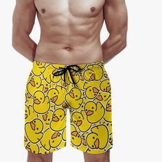 New Pair Of Swim Trunks. Approximately 15.5" Without Stretch And 17" With Stretch. View Measurements To Decide. Side Pockets & 1 Back Pocket. Yellow Leisure Bottoms For Summer, Surf Shorts, Swimsuit With Shorts, Mens Boardshorts, Blue Swimsuit, Printed Swim, Rubber Ducky, Mens Swim Trunks, Man Swimming