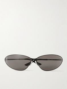 Balenciaga Eyewear's sunglasses feature futuristic cat-eye frames that curve towards your face. They've been made in Italy from sleek black metal and have tonal lenses with the moniker printed in the corner. Ralph Lauren Shop, White Shoes Sneakers, Luxury Sneakers, Metal Sunglasses, Driving Shoes, Cat Eye Frames, Classic Sneakers, Espadrille Shoes, Derby Shoes