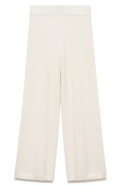 Lounge the day away in these relaxed-fit pants made from rich cahmere so every move feels luxurious. 100% cashmere Dry clean Imported Relaxed Fit Cashmere Pants For Loungewear, Cashmere Wide-leg Work Pants, Casual Straight Leg Cashmere Pants, Relaxed Fit Cashmere Bottoms For Loungewear, Casual Cashmere Long Pants, Casual Cashmere Bottoms With Elastic Waistband, Fall Cashmere Sweatpants For Loungewear, Elegant Wide-leg Sweatpants For Loungewear, Elegant Cream Wide Leg Lounge Pants