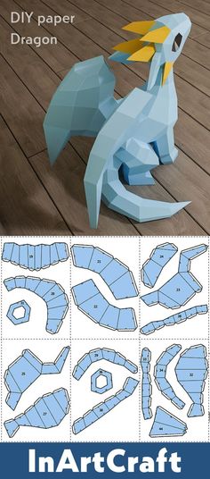 the instructions for how to make an origami dragon paper crafting pattern with pictures