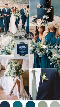 the wedding color scheme is blue and green