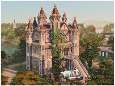 this is an artist's rendering of a castle in the middle of a forest