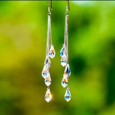 New With Tags Women’s Crystal Silver Earrings. 3/$15 Bundle And Save With Discount Shipping. Long Crystal Earrings, Wedding Party Jewelry, Party Earrings, Long Dangle Earrings, Trendy Earrings, Mua Sắm, Valentin Nap, Girls Jewelry, Metal Earrings