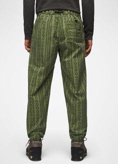 Pull-on printed pants with '90s vibes and stretch-infused organic cotton twill. Stretch Cotton Bottoms With Graphic Print, Relaxed Fit Bottoms With All Over Print For Spring, Stretch Cotton Pants With Print, Casual Cotton Printed Bottoms, Casual Printed Cotton Bottoms, Stretch Cotton Printed Pants, Casual Green Printed Pants, Spring Cotton Sweatpants With Graphic Print, Casual Graphic Print Sweatpants With Relaxed Fit