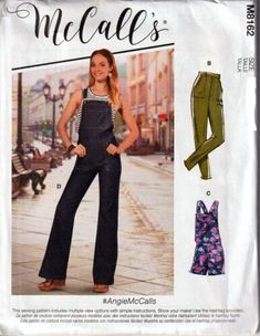 McCalls 8162 Bib Overall Jeans 4 Styles Sewing Pattern Misses and Plus Size New | eBay Jeans Sewing Pattern, Jeans Sewing, Pants Overalls, Vogue Sewing, Vogue Sewing Patterns, Overalls Pants, Mccalls Sewing Patterns, Mccalls Patterns, Fashion Sewing Pattern