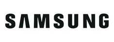 the words samsung written in black on a white background