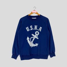 Vintage Rare USNA Crewneck Sweatshirt Big Logo Spell Out Usna Jumper Pullover Usna Sweater Navy Blue Colour Unisex XLarge Size CONDITION :- ✅GOODUSED CONDITION. ✅NO STAINS  ✅NO HOLE ITEM DESCRIPTION:- ✅SIZE: X-LARGE ✅MATERIAL : COTTON ✅THIS USED & VINTAGE ITEMS, SO DON'T EXPECTED IT TO BE LIKE NEW CONDITION!! MEASUREMENT: ✅ARMPIT TO ARMPIT : 20.5 INCH ✅LENGHT NECK TO : 25.5 INCH  ✅SHOULDHER : - INCH ✅SLEEVE: 26 INCH PLEASE REFER PHOTO BEFORE ORDER √ALL MEASUREMENTS ARE TAKEN WITH THE GARMENT FLAT ON THE GROUND √WE SHIP BY POST VIA MALAYSIA INTERNATIONAL REGISTERED/SIGNED FOR WITH TRACKING NO. TRACKING NUMBER WILL BE GIVEN. √THE PARCEL WILL BE ARRIVE WITHIN 10-14 WORKING DAYS OR MORE DUE TO THE LOCATION & CUSTOMS CLEARINGS. √BUYER DON'T HESITATE TO ASK ME IF ANY INQUIRY ABOUT ITEM BEFORE PU Naval Academy, Navy Blue Color, Mens Sweatshirts, Like New, Navy Blue, Jumper, Sweat Shirt, Crew Neck Sweatshirt, Crew Neck