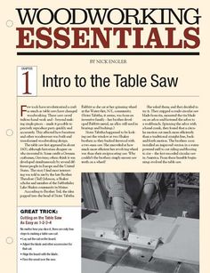 an article in the woodworking essentials magazine about how to use a table saw