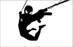 a spider man hanging upside down on a rope with his hands in the air and holding onto