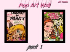 two covers of comics with the title pop art wall next to each other on a pink background