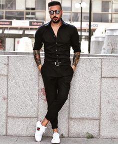 Black Cardigan, Men's Outfits With Black Suit Trouser, All Black Outfit All Black Dress Outfit, All Black Outfit For Party, All Black Party, Party Outfit Men, Black Outfit Men, Western Outfits Men, Look Legging, All Black Dresses, Black Jeans Outfit