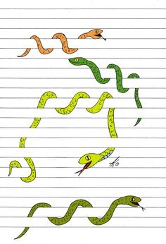 an image of snakes on lined paper