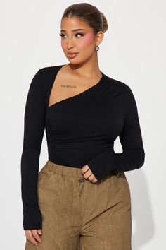 Available In Olive And Black. V-neck Long Sleeve Ruched Detail Stretch 95% Polyester 5% Spandex Imported California Proposition 65 WARNING: Cancer and Reproductive Harm - www.P65Warnings.ca.gov. | Lost Your Chance Ruched Top in Black size Small by Fashion Nova Ruched Top, Womens Camisoles, Tank Top Camisole, Fashion Tops, Fashion Nova, Knit Top, Black Fashion, Work Outfit, Casual Wear